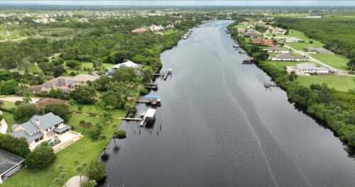 Waterfront neighborhoods off Port St Lucie River